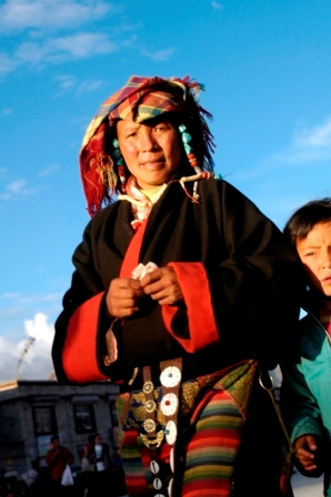 Traditionally dressed Tibetan woman