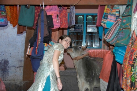 Varanassi, India, 2008. Will I also be holy if I get a lick from a holy cow?